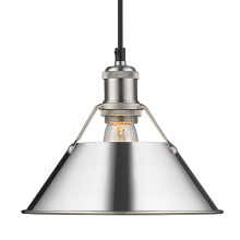 Golden 3306-M PW-CH - Yep by Golden Lighting Orwell 1-light 10in Pendant in Pewter and Chrome shade